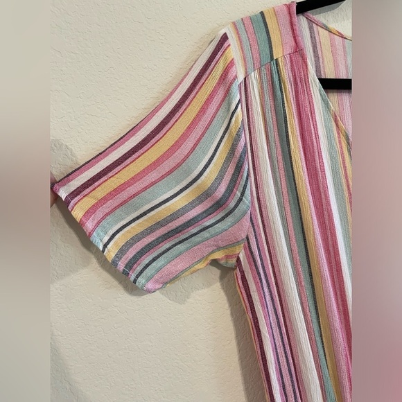 Entro Women Jumpsuit XL Pink Colorful Striped Longline Contemporary Causal - Picture 9 of 17